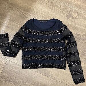 Zara Trafaluc black Mesh Detail Top